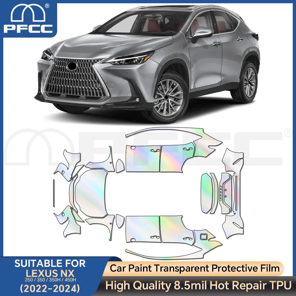 

Защитная пленка для автомобильной краски PFCC из ТПУ для Lexus NX 250 350 350H 450H 2022 2023 2024, прозрачный комплект бюстгальтера, наклейка, предварительно вырезанная PPF царапины