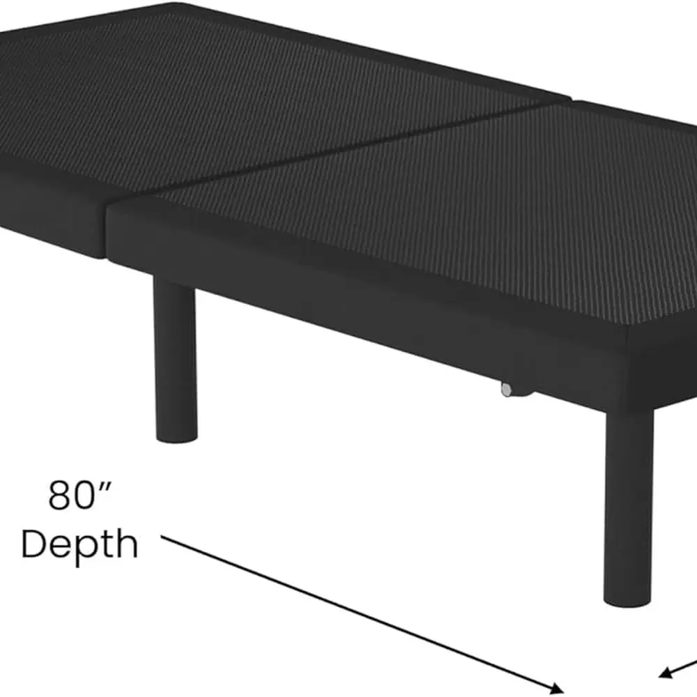 سرير EMMA + OLIVER Twin XL أسود قابل للتعديل مع مسند رأس مستقل ومسند للقدمين - جهاز تحكم لاسلكي