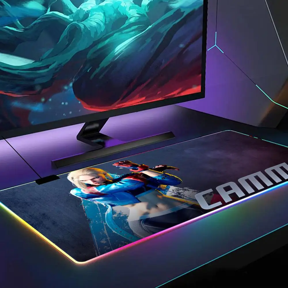 

Street Fighter Characters Mouse Pad RGB Gaming Mouse Pad Desk Mat HD Gamer Large LED Light XXL MousePads