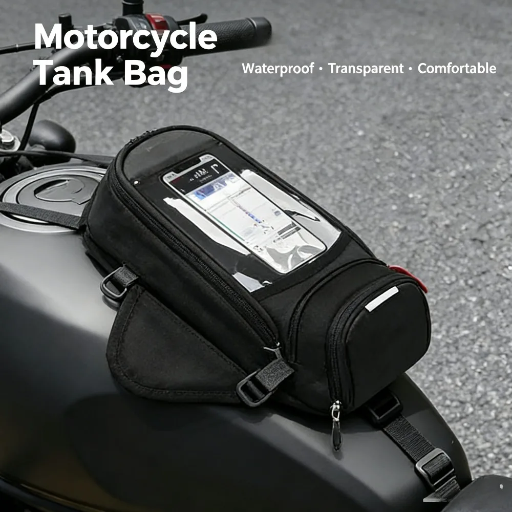 Image of Magnetische Motorrad-Tanktasche, wasserdicht, transparent, mit Touchscreen-Funktion für Smartphones, große Kapazität, universell einsetzbar für Fahrten.