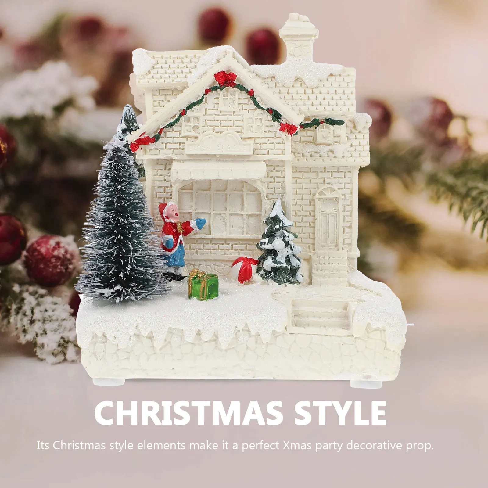 

Christmas Luminous House Resin Villa Mini Landscape Decor Desktop Ornament Xmas Party Supply Micro House Decoration Living Room