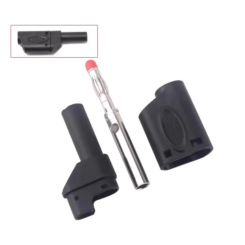 

20 шт., 4 мм, штабелируемая вилка типа «банан», полностью изолированный защитный провод, разъем для пайки, черный, красный, мужской выдвижной чехол