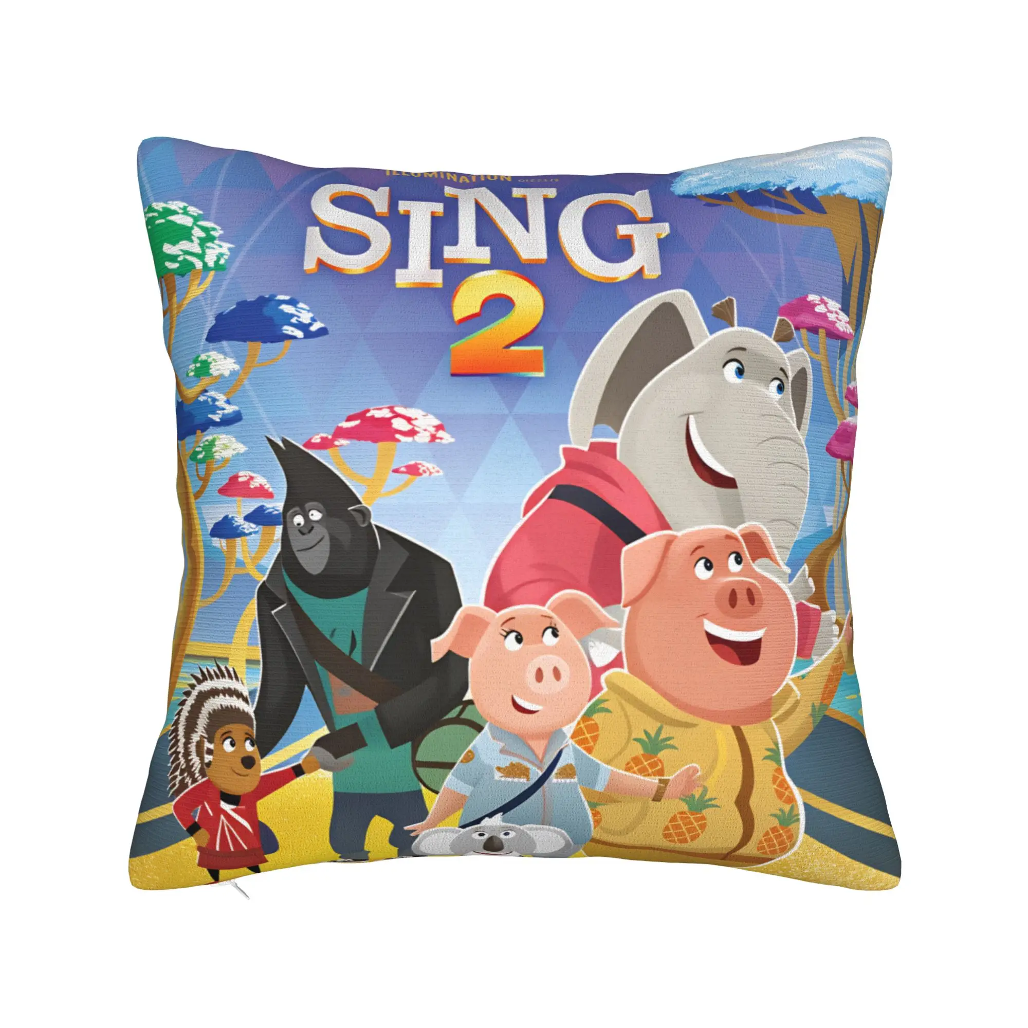 Sing 2 Movie All Characters Buster Ash (2) Pillowcases  Vintage Pillow Case For Office Car Home Decor Soft Pillow Cover
