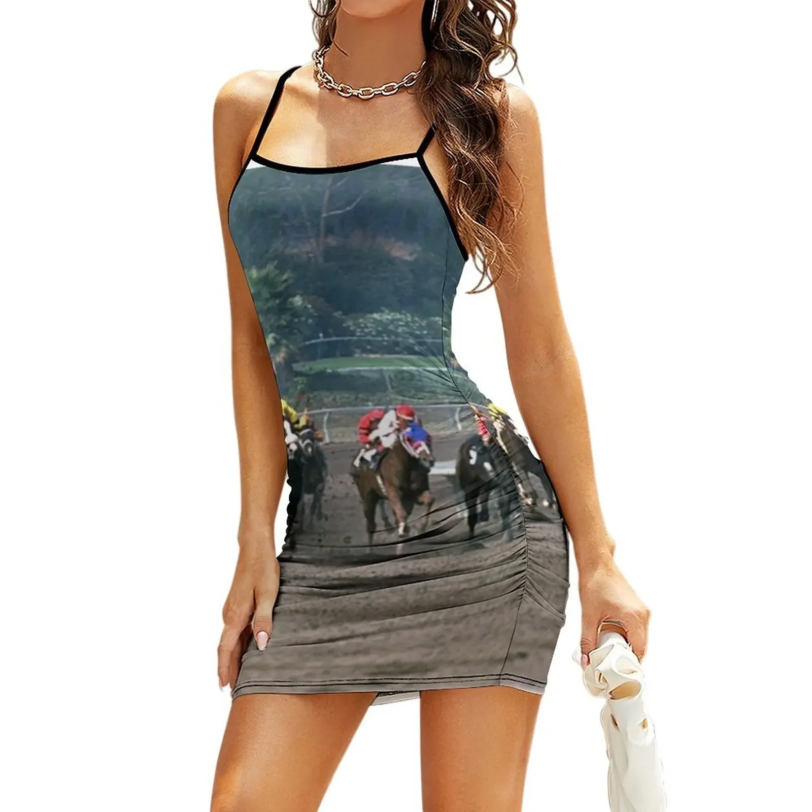

Horse racing track Sling Dress sexy dress women's dresses luxury Woman clothes ladies dresses for special occasion Dress