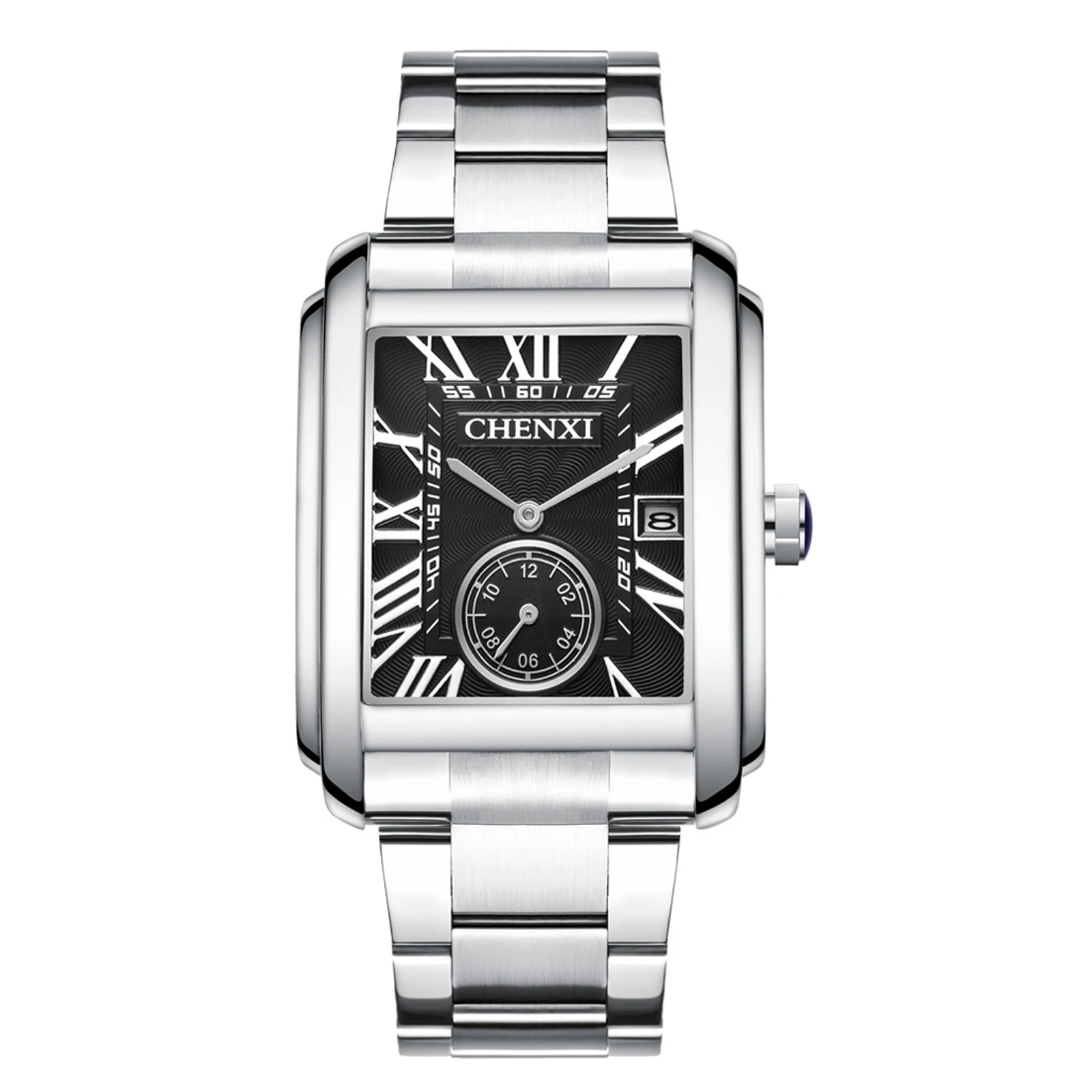 LANCARDO-reloj de cuarzo de lujo para hombre, cronógrafo de pulsera de acero inoxidable, resistente al agua, esfera cuadrada, fecha, tridimensional, informal, de negocios