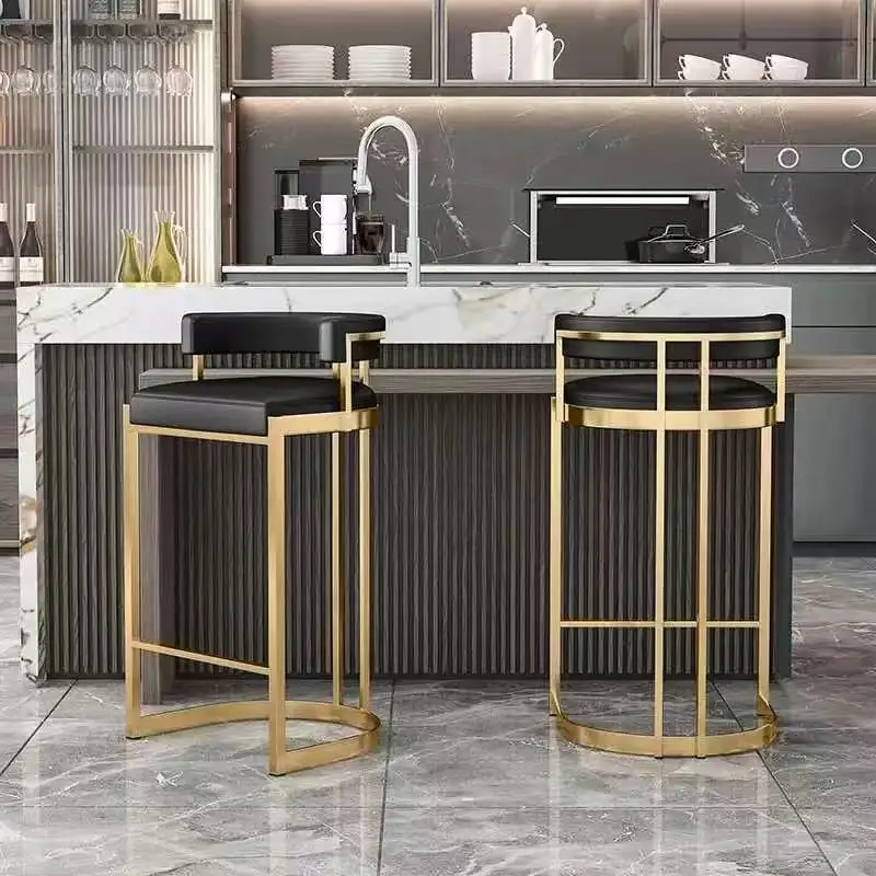 

Ergonomic Luxury Barstools Design Living Room Restaurant Modern Barstools Minimalist Aluminum Sillas Para Comedor Home Furniture