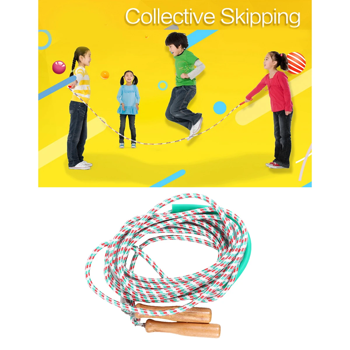 

1Pcs 7m Wooden Handle Skipping Rope Durable Lightweight Portable for Cardio Respiratory Nervous System Training
