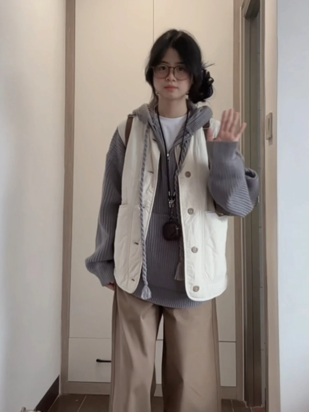 Modna kamizelka z bawełny, odzież wierzchnia damska, luźna, codzienna, ciepła na jesień i zimę, młodzieżowa, okrągły dekolt.