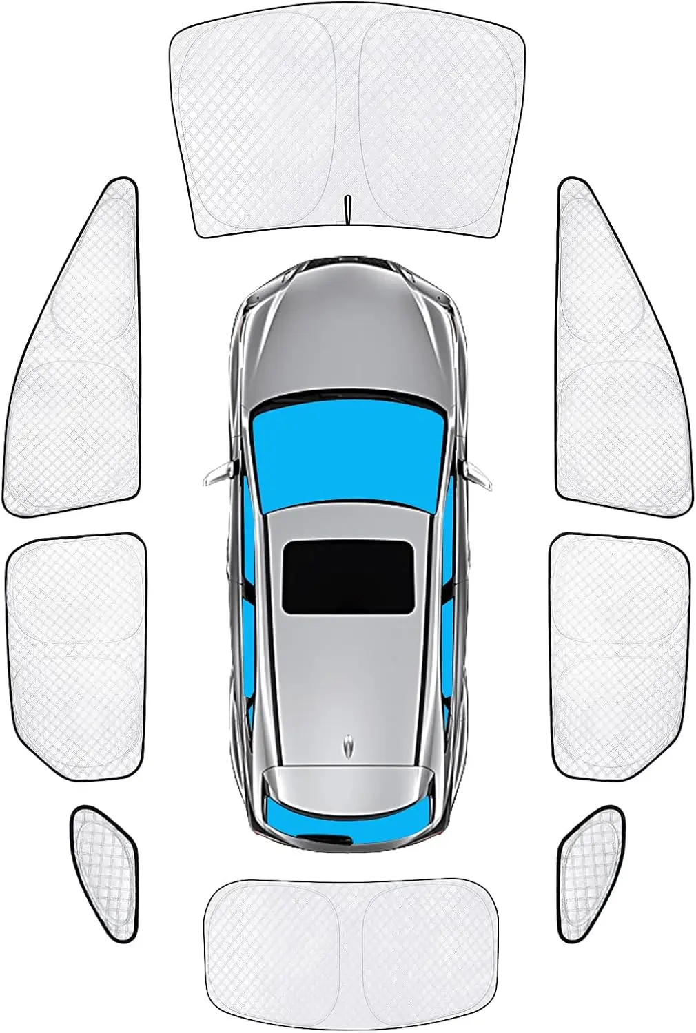 

8pcs Thick Sun Shades for Lexus RX 2016-2022, Custom Fit Window Covers for Windshield Side Rear, UV Block Privacy Blackout