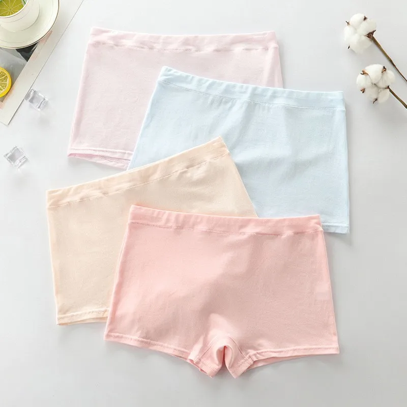 Girls' Underwear: 100% Cotton, Solid Color, For Elementary Schoolers and Older Girls—soft, Antibacterial, Breathable Boxer Brief