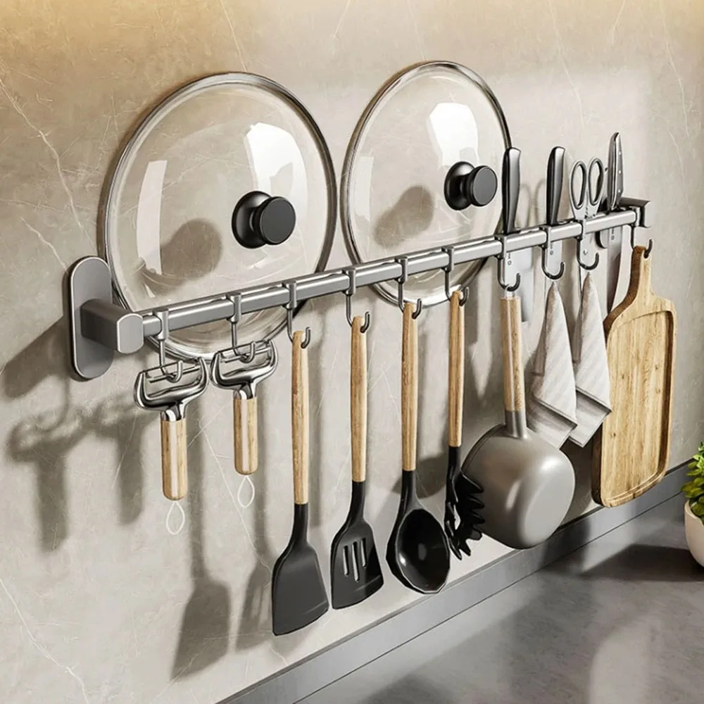 Kitchen Organizer Hooks Wall Hangers Rack for Kitchen Utensils Knife Holder Cutting board Spoon Lid Storage Accessories No Drill