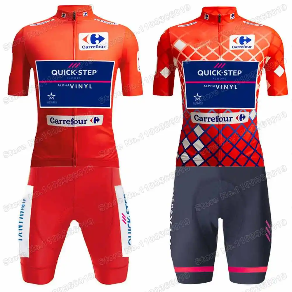 Red Quick Step 2022 Cycling Jersey Set Summer Remco Evenepoel Spain Cycling Clothing Road Bike Suit Bicycle Pants Riding Uniform