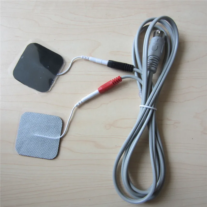 10sets/lot Electrode Micro Current Self-Stick Pads with Cables For TENS Electric Stimulation Body Massage Machine