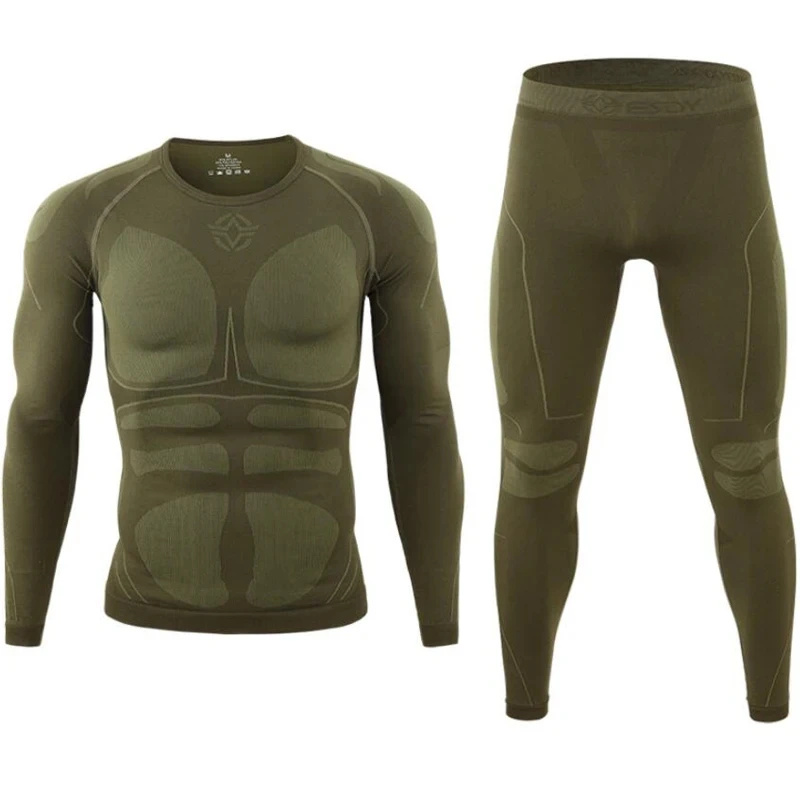 Seamless Tight Tactical Thermal Underwear Men Outdoor Sport Function Breathable Training Cycling Thermo Underwear 3XL Long Johns