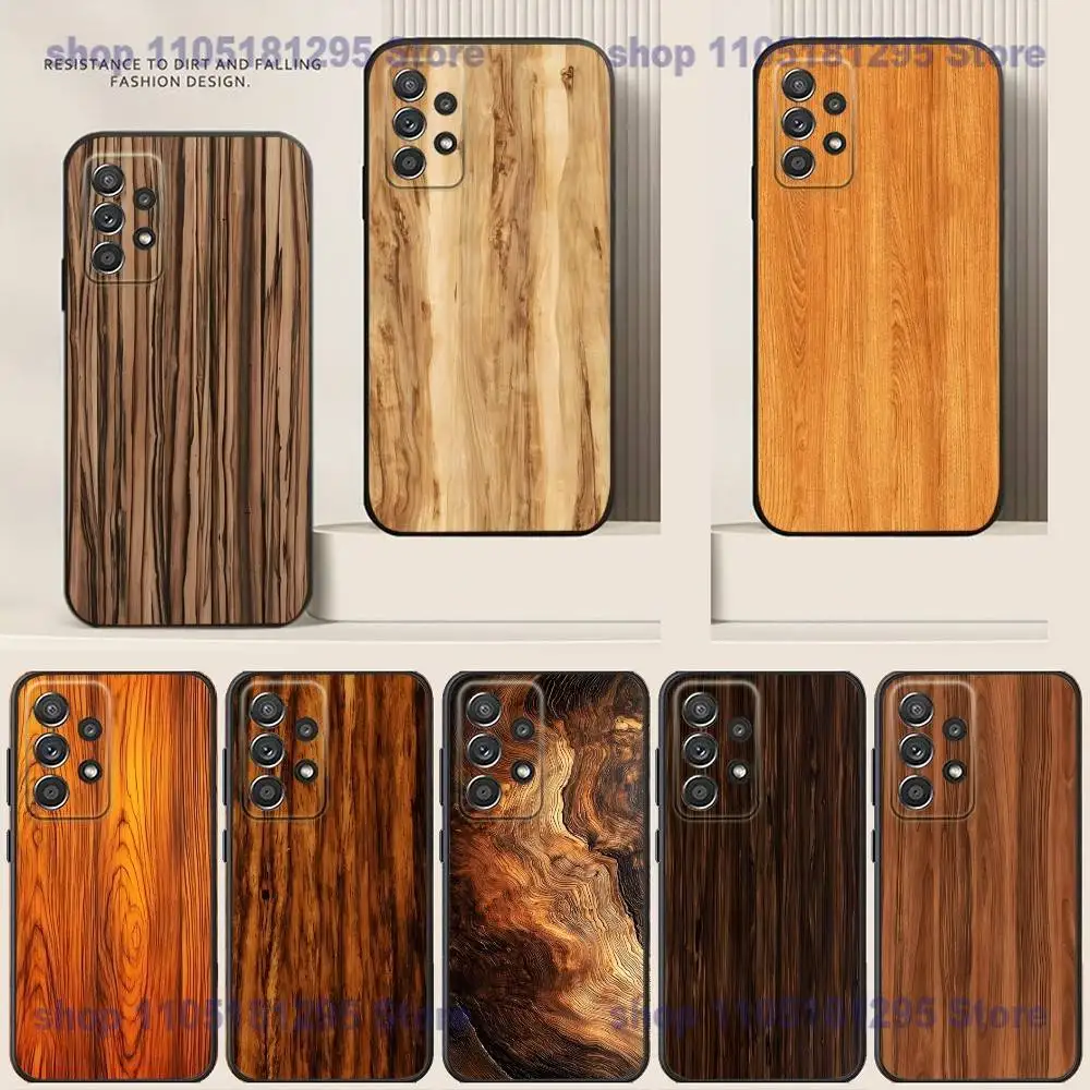 N-Natural W-Wood-es Phone Case For Samsung S24,21,22,23,30,Ultra,20,Plus,Note,10,9,Black soft silicone case