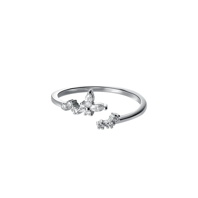 RYJU-Anillos abiertos ajustables de Plata de Ley 925 para mujer, joyería delicada minimalista, circonita cúbica, mariposa, regalo de fiesta de moda