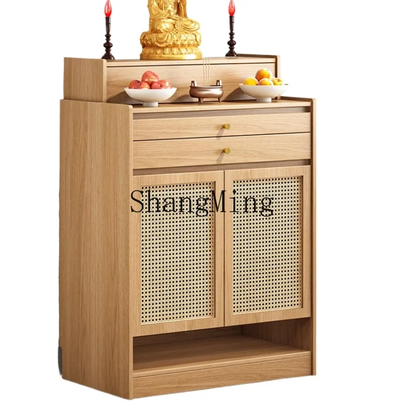 

HJ solid wood rattan table incense case household Buddhist hall God of Wealth for special table worship incense table