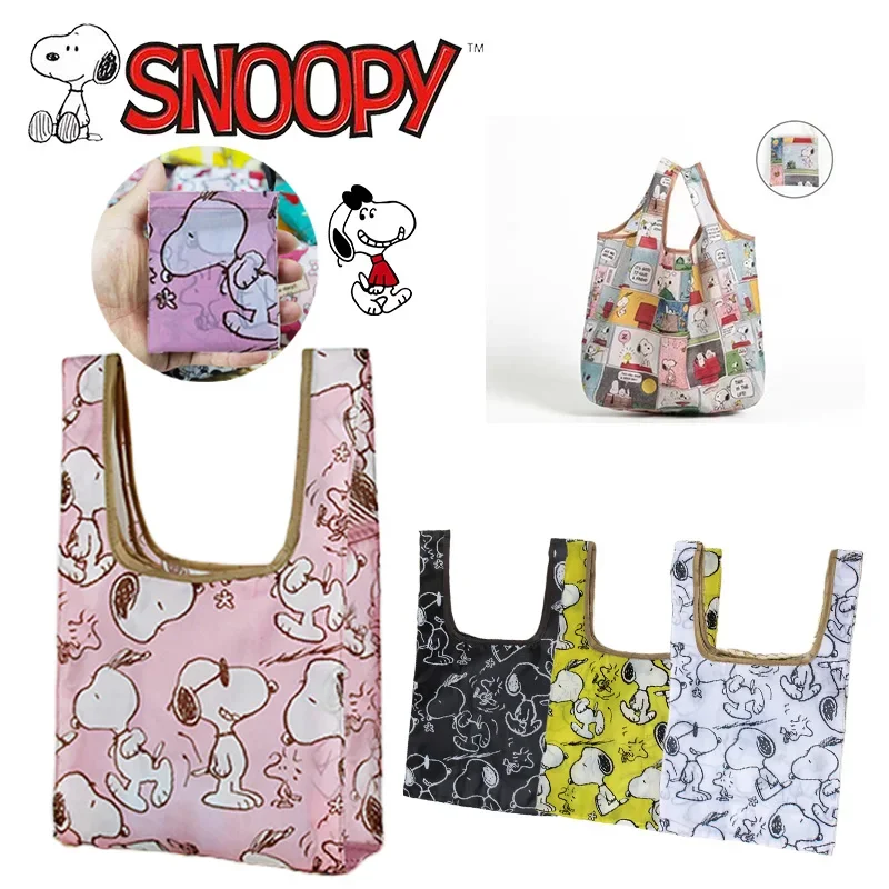 Snoopy Shopping Bag Cartoon Fashion Printing Foldable Eco-Friendly Tote Folding Pouch Handbags Convenient Waterproof Grocery Bag