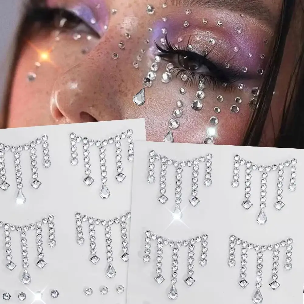 1/5 Sheets Face Jewels Stickers DIY Eyeliner Diamond Decals Body Colored Diamonds Face Tattoo Stickers Face Rhinestone Stickers
