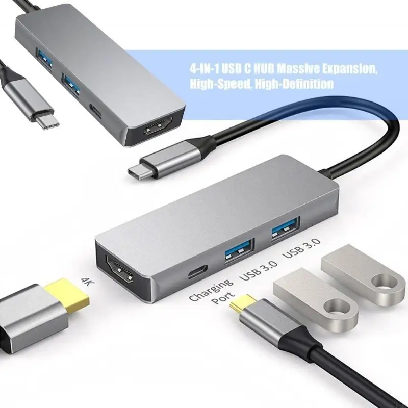 

Portable USB C Docking Station 4K HDTV USB C Adapter Type C to HDTV USB Splitter Type C 2xUSB3.0 Adapter for Mobile Phone K1KF