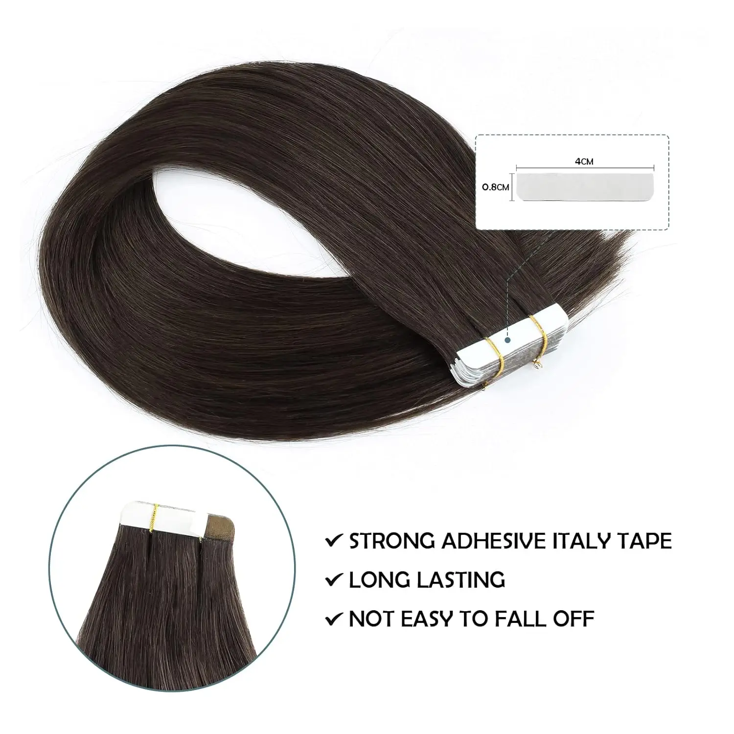 Straight Tape In Human Hair Extensions 16 To 26 Inches Natural Black Brazilian Hair Tape In Hair Extensions 20Pcs/50G For Women