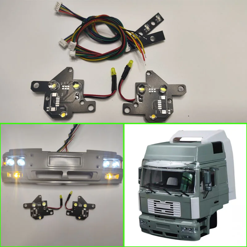 1set Simulated LED PCB Headlights Rear Taillights for 1/14 RC Truck Tipper JX-F2000