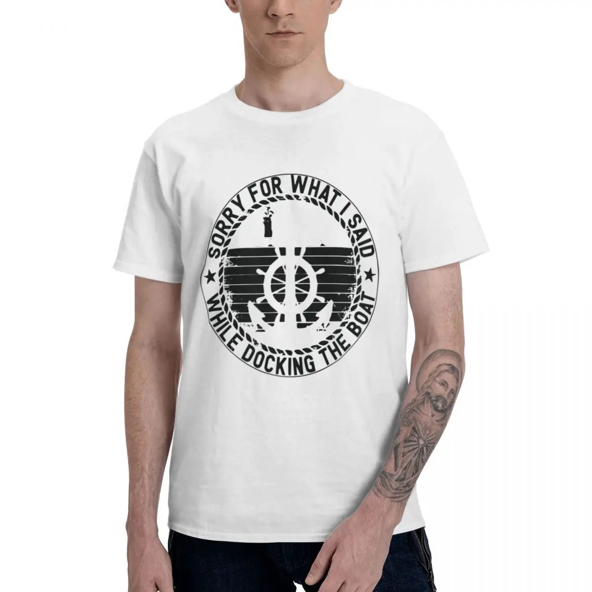 Fashion Sorry For What I Said While Docking The Boat T-Shirts 100% Cotton Crewneck Men T-Shirt Short Sleeve PlClassic Tees Tops