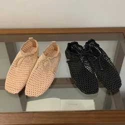 Bailamos Summer New Brand Women Flats Fashion Mesh Ladies Elegant Ballerinas Shoes Soft Flat Heel Casual Boat Shoes Mujer