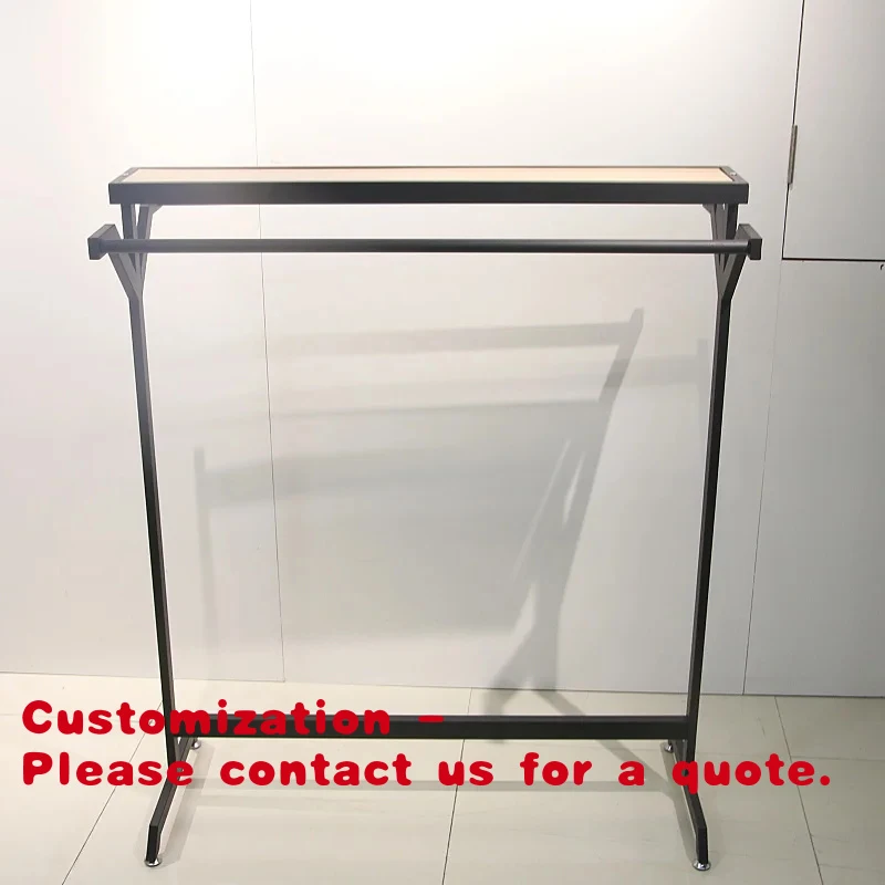 custom.Practical Heavy Duty Double Rod Clothing Rack with Wood Shelves Shopping Malls Supermarkets Clothing Stores