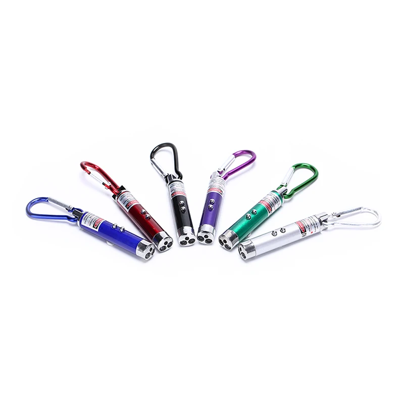 Random Color 3 in 1 Multifunction Mini Laser Light Pointer LED Torch Flashlight Keychain 1 Piece