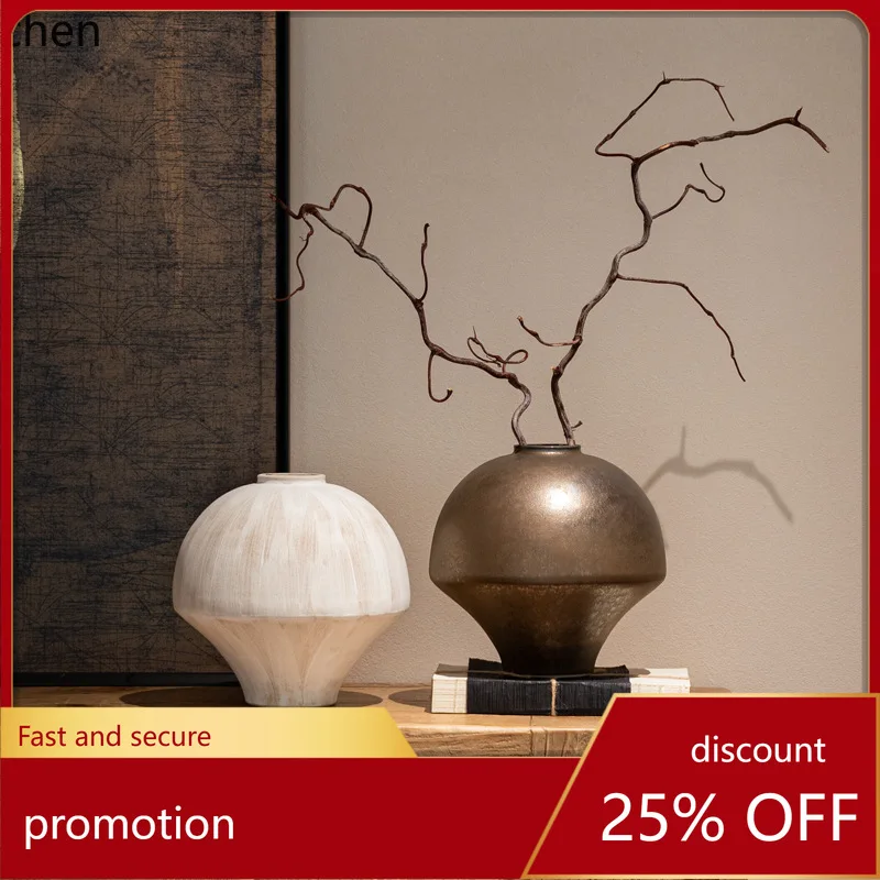 

HXL Ceramic Vase Vintage Home Desktop Decoration Living Room Entrance Ornament