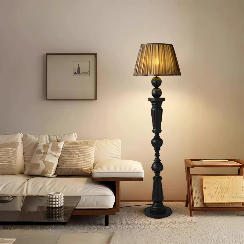 Lampada da terra americana retrò in legno massello, camera da letto, soggiorno, accanto al divano, senso avanzato medievale francese wabi **** vento
