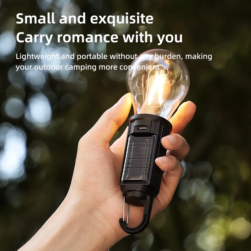 Linterna para exteriores de 60 lúmenes compacta y portátil que se puede colgar, adecuada para acampar y cenar con gancho en la parte superior