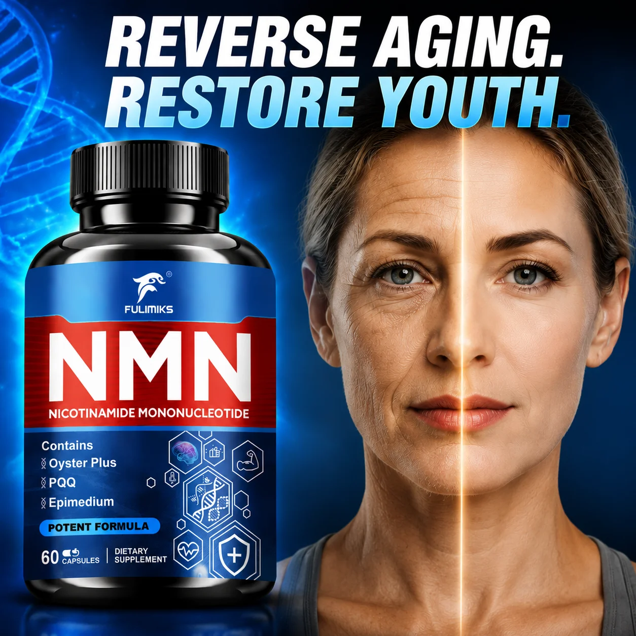 NMN Supplement, with PQQ, Oyster Plus, Support Cellular Energy & Mitochondrial Health, Maintain Cognitive Clarity, Antioxidant Support, Promote Overall Body Vitality