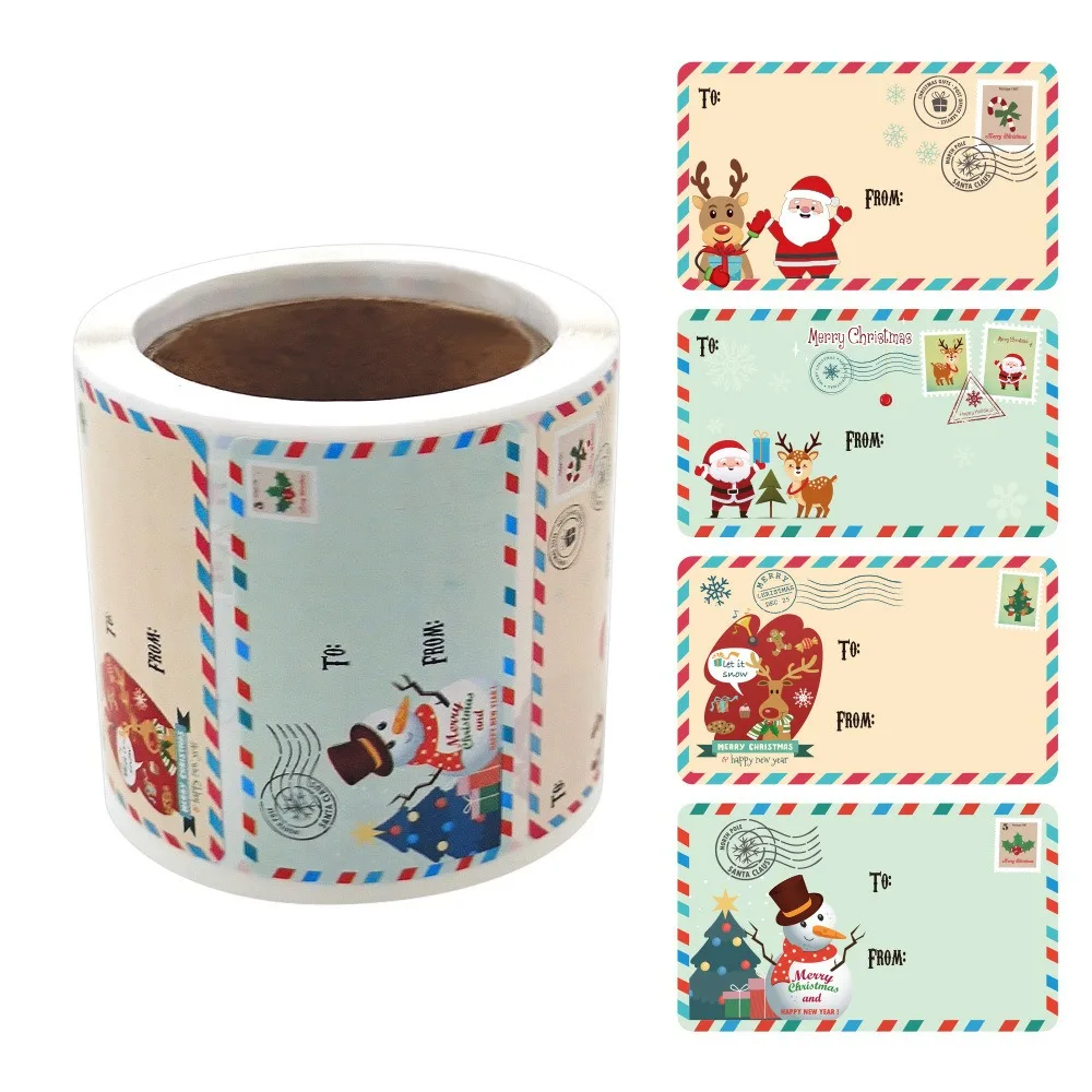 

250 Pcs Self Adhesive Christmas Tags Stickers colorful Cute Christmas Gift Tags Santa Claus Snowman Cartoon