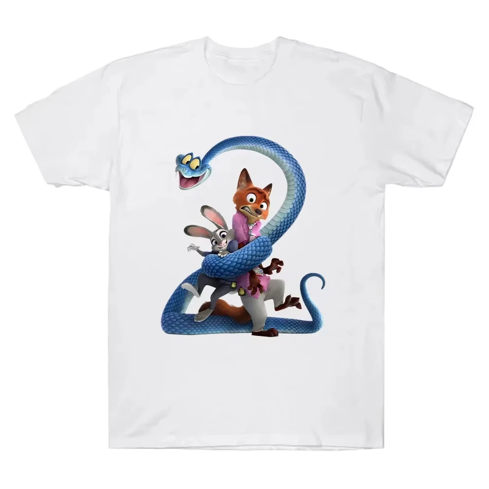 

Новинка 2026: Модные футболки Disney Zootopia с графическим принтом, высококачественные, свободного кроя, унисекс, с коротким рукавом, повседневные