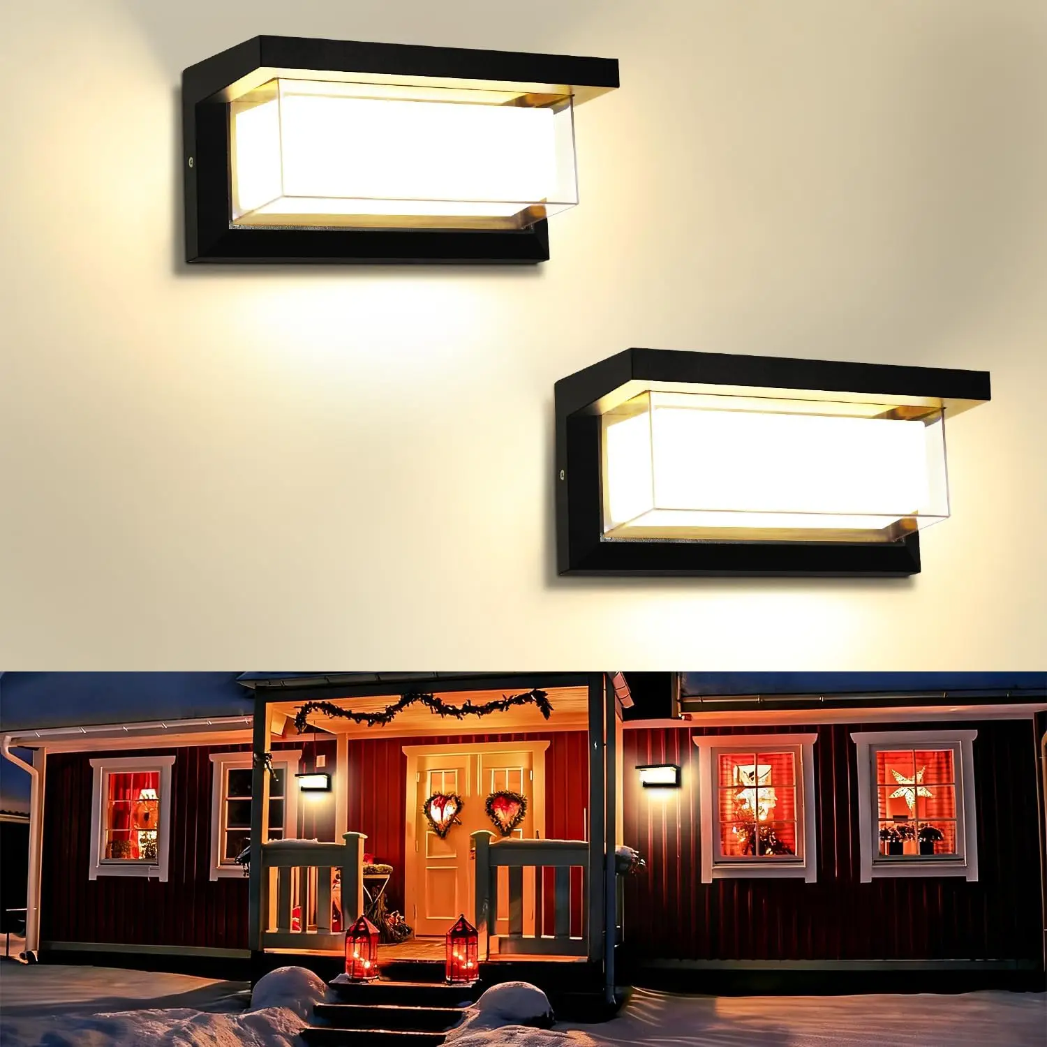 1 Pack 18W LED Outdoor Wall Light IP65 Waterproof Aluminum Exterior Sconces Wall-Mounted Lighting Fixtures for Exterior