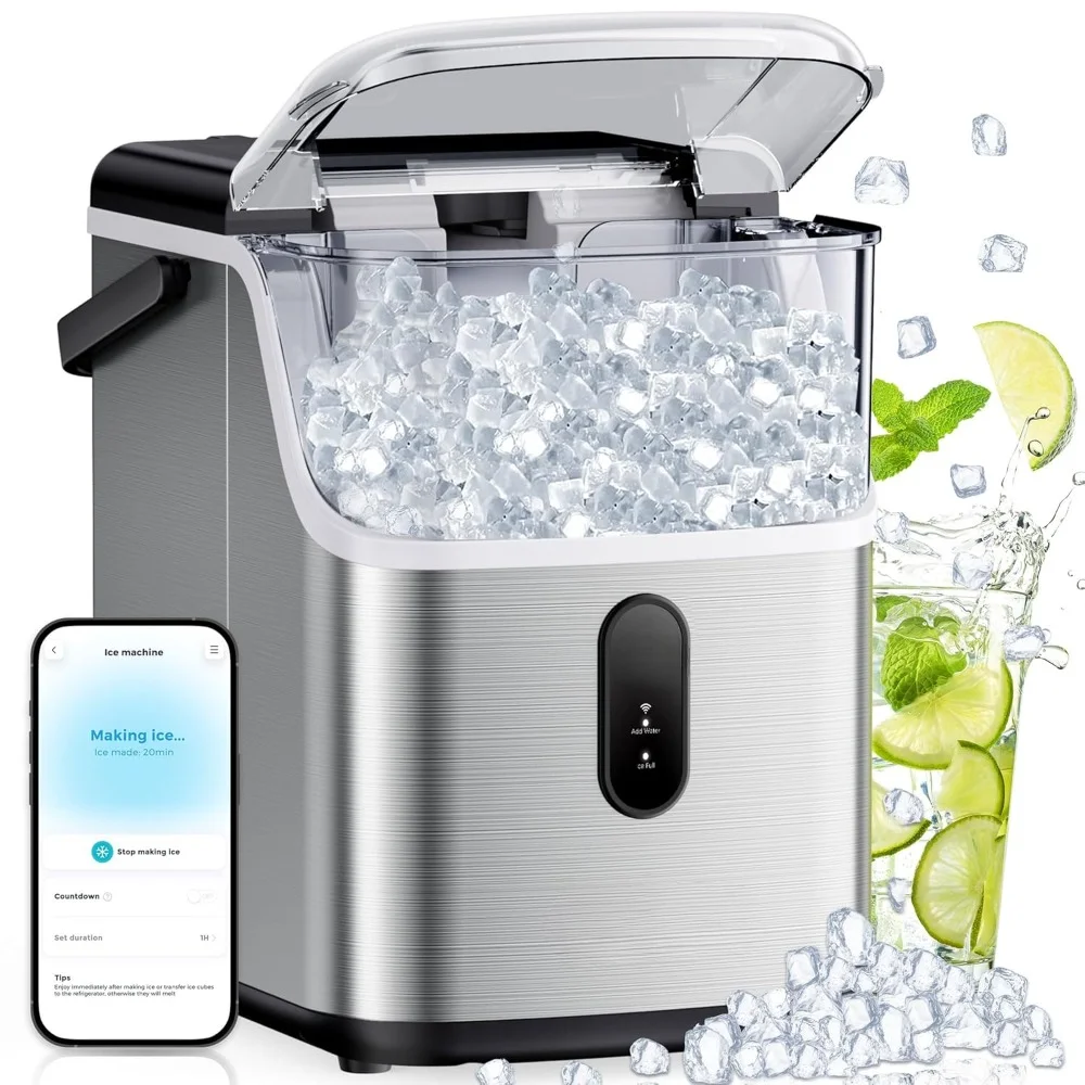 

HAOYUNMA Smart Nugget Ice Maker Countertop, Pebble Ice Maker with 35lbs/24H Soft Chewable Ice, Self-Cleaning Ice Machine