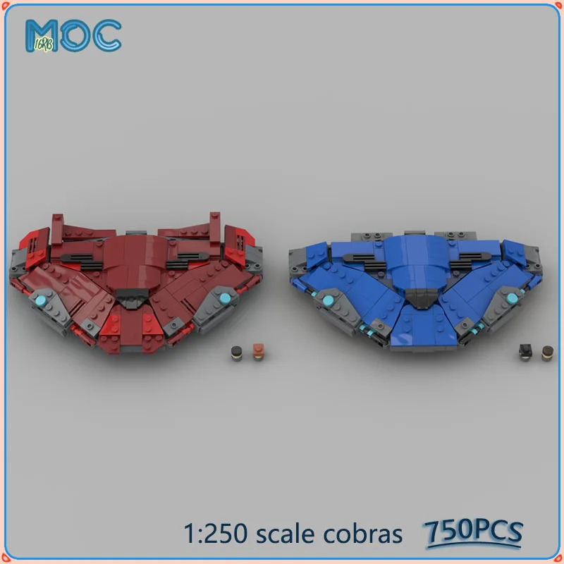 

Масштаб 1:250, модель Cobra, красный и синий строительные блоки MOC, сделай сам, сборные кирпичи, космос, креативная коллекция, дисплей, игрушки, подарки, 750 шт.