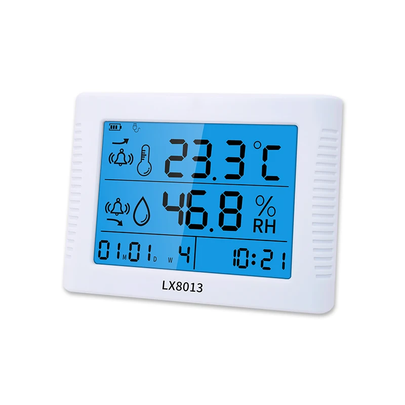 

Digital temperature and humidity meter Indoor thermometer gauge Time Date Clock large screen display with probe household home