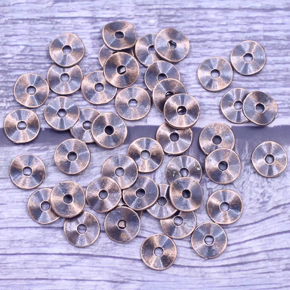 50Pcs/100Pcs Spacer Beads Wave Round Zinc Metal Silver Gold Bronze Copper Color Jewelry DIY Making Accessories 9mm