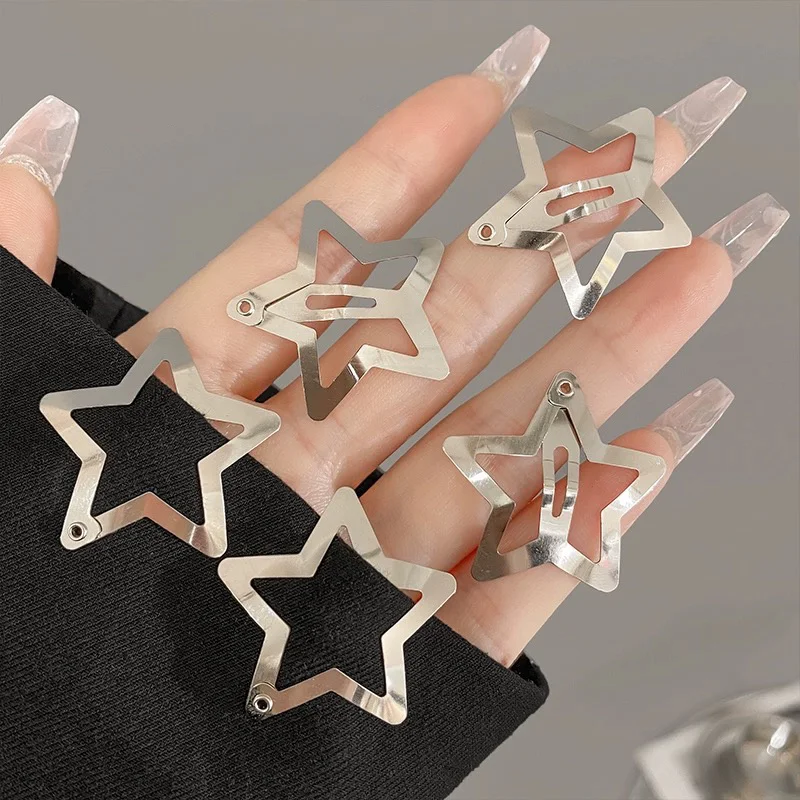 2-100Pcs Y2K Silver Star BB Hairclips Girls Cute Star Barrettes Women Simple Metal Snap Clip Headdress Hair Jewelry Accessories