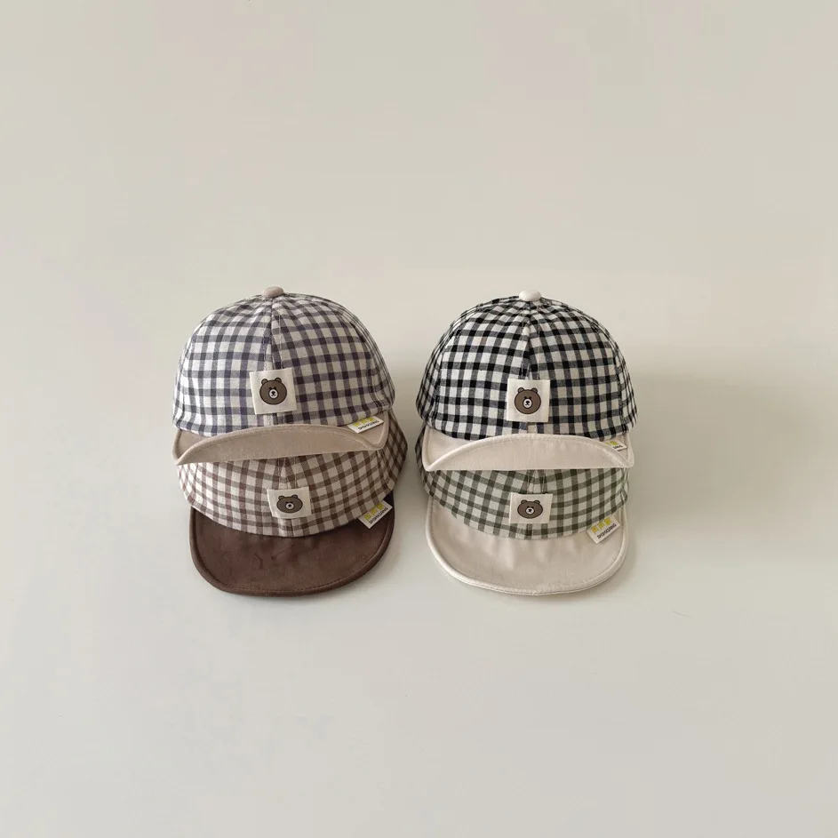 

Детская кепка для малышей 1-3 лет, весенне-осенняя, новая модная модель в клетку, солнцезащитная, детская бейсболка