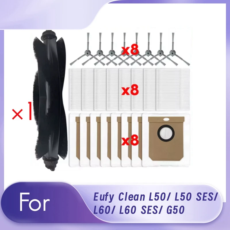 B46B-For Eufy Clean L50/ L50 SES/ L60/ L60 SES/ G50 Vacuum Cleaner Replacement Brush Filter Dust Bag Cloth Cover Kit