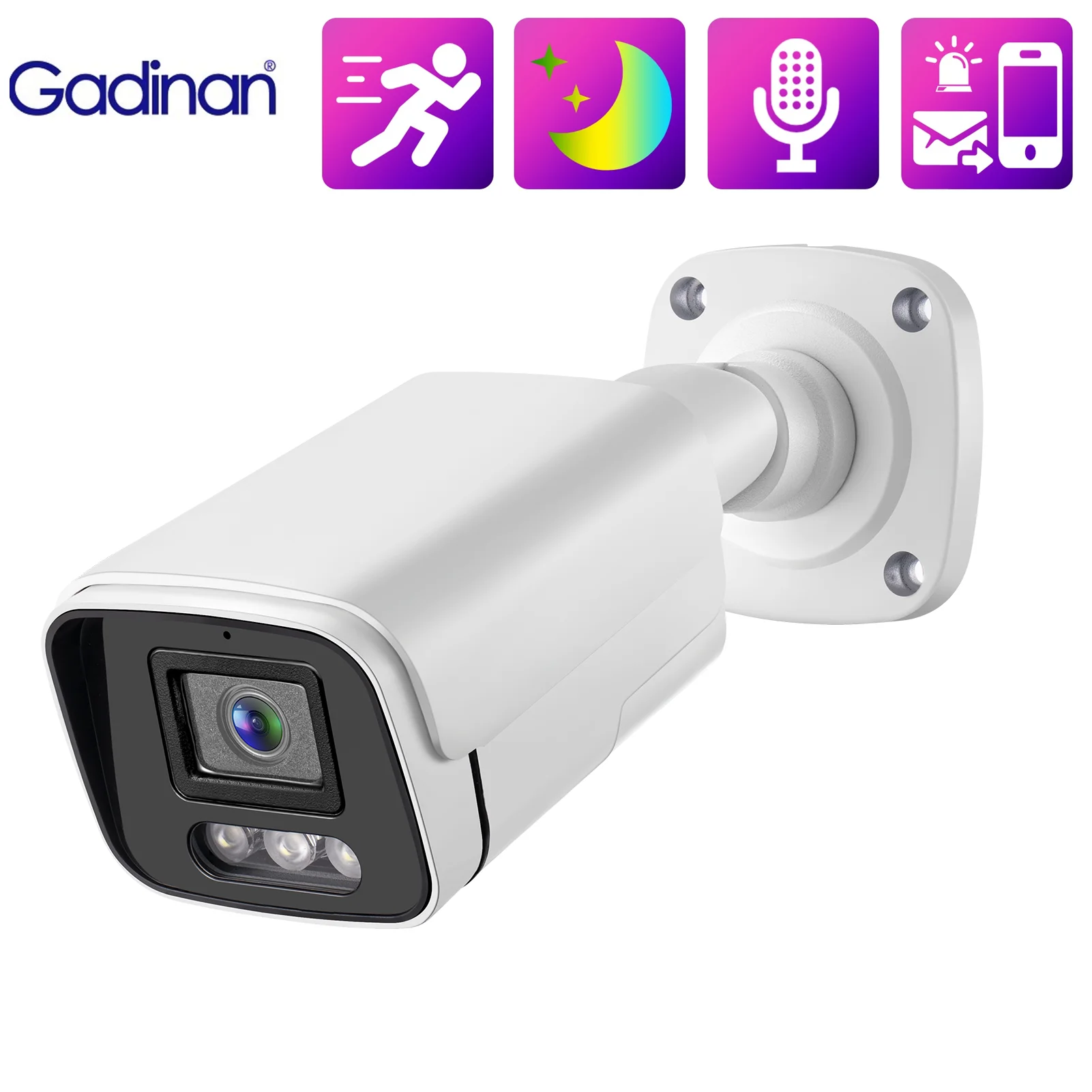 Gadinan Outdoor Audio Color Night Vision 4K 8MP IP Camera Metal POE CCTV Home Security Protection Video Monitoring Linklemo