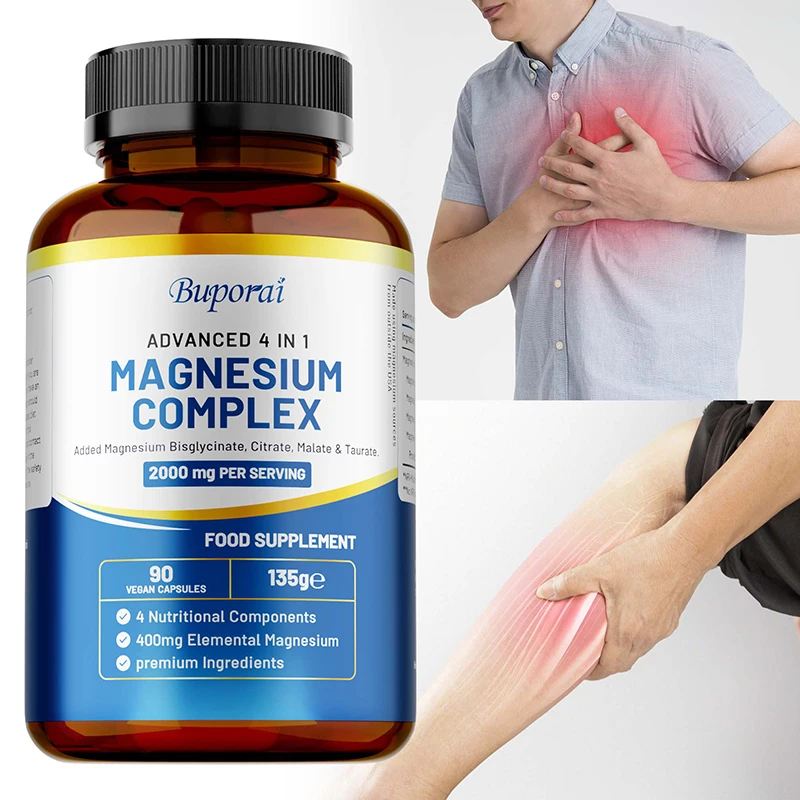 

Buporai Magnesium Complex Capsules High Absorption Bone, Muscle ,Brain Health Supplement Aids Sleep Stress & Anxiety Relief