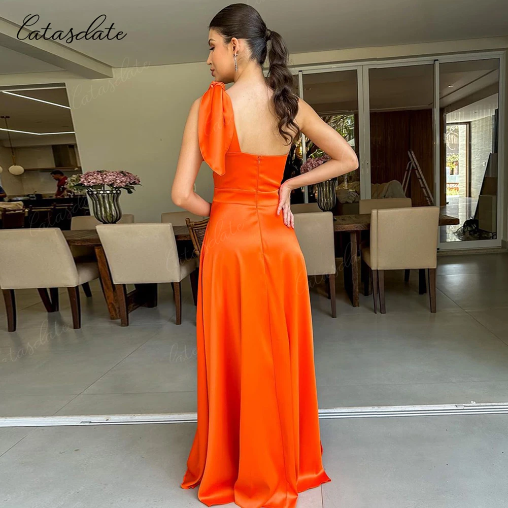 Catasdate Orange Evening Party Dress One Shoulder Wedding Engagement Prom Dress A Line Party Dress for Women vestidos de festa