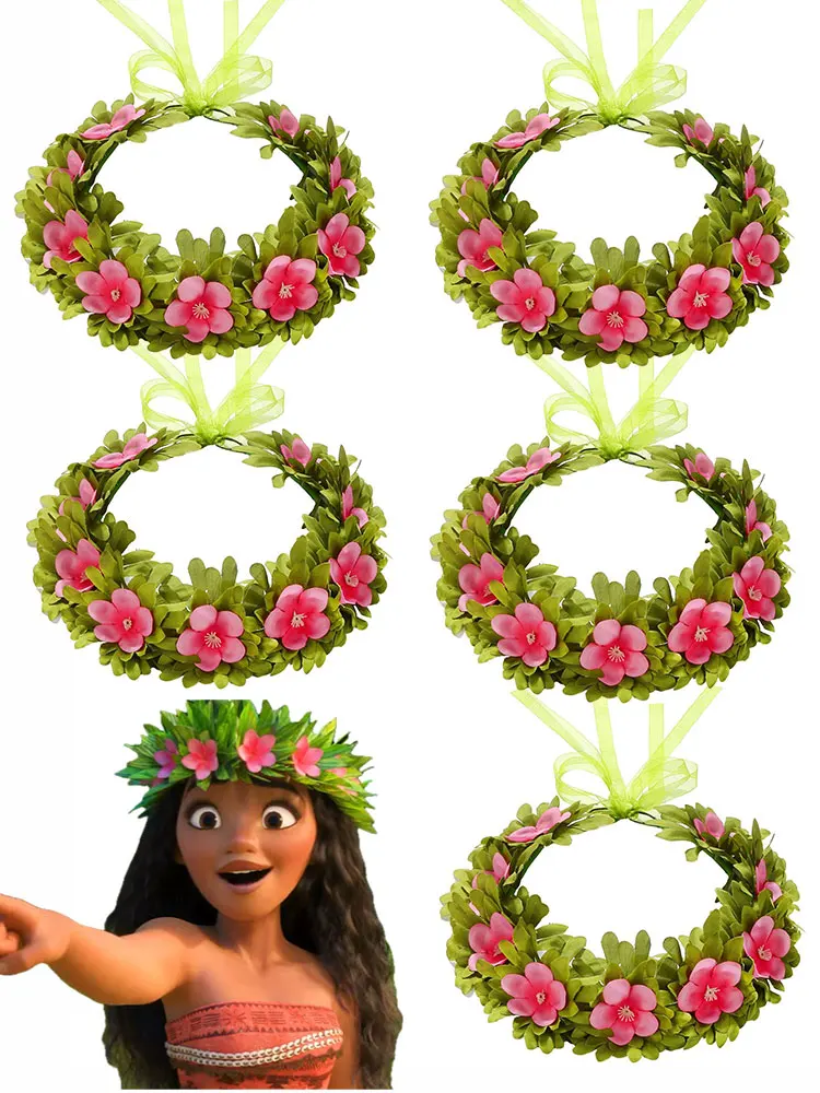 Meninas moana guirlanda flor grinalda cocar criança adulto princesa moana traje jogar acessório