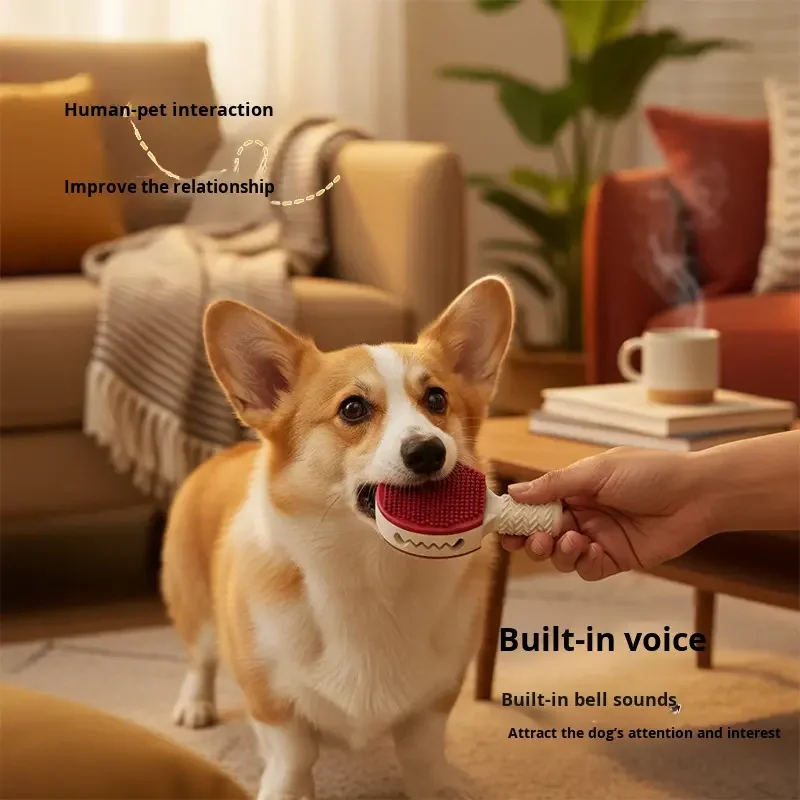 Interactive Dog Chew Toy Badminton Shape Bite-Resistant Toy Teeth Grinding Stick Puzzle for Dogs Relieves Boredom & Self-Play