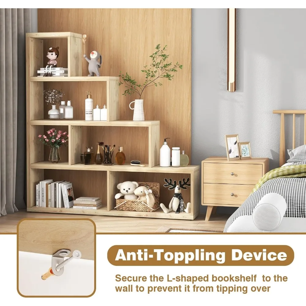 رف كتب مكون من 4 طبقات، رف كتب زاوية سلم على شكل حرف L، خزانة كتب Etagere مكونة من 6 أرفف، رف عرض للتخزين مكون من 10 أرفف للمعيشة